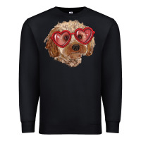 Black toy poodle with love glasses Premium Sweatshirt - RanaPortraitStore