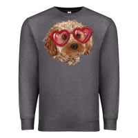 Charcoal Heather toy poodle with love glasses Premium Sweatshirt - RanaPortraitStore