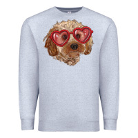 Heather Grey toy poodle with love glasses Premium Sweatshirt - RanaPortraitStore