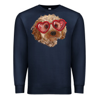 Navy toy poodle with love glasses Premium Sweatshirt - RanaPortraitStore