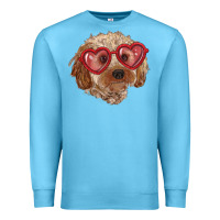 Ocean Blue toy poodle with love glasses Premium Sweatshirt - RanaPortraitStore