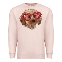 Pale Pink toy poodle with love glasses Premium Sweatshirt - RanaPortraitStore