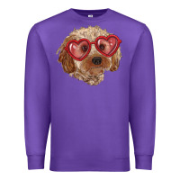 Purple toy poodle with love glasses Premium Sweatshirt - RanaPortraitStore