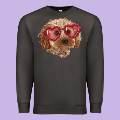 Premium Sweatshirt toy poodle with love glasses