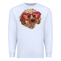 White toy poodle with love glasses Premium Sweatshirt - RanaPortraitStore