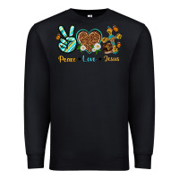 Black peace love jesus Premium Sweatshirt - texasbilliewilder