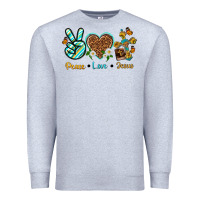 Heather Grey peace love jesus Premium Sweatshirt - texasbilliewilder