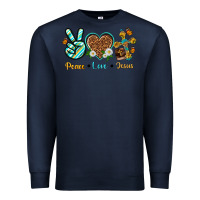 Navy peace love jesus Premium Sweatshirt - texasbilliewilder