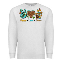Oatmeal Heather peace love jesus Premium Sweatshirt - texasbilliewilder