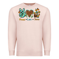 Pale Pink peace love jesus Premium Sweatshirt - texasbilliewilder
