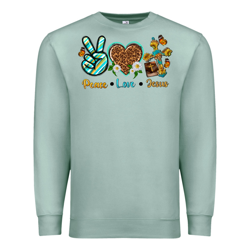 Peace Love Jesus Premium Sweatshirt by texasbilliewilder | Teevron