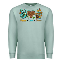 Seafoam peace love jesus Premium Sweatshirt - texasbilliewilder
