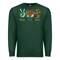Sports Green peace love jesus Premium Sweatshirt - texasbilliewilder