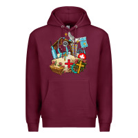 Burgundy nurse  cross and jesus Premium Hoodie - AdoDesignShop