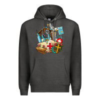 Charcoal Heather nurse  cross and jesus Premium Hoodie - AdoDesignShop
