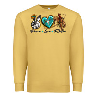 Antique Gold peace love rodeo Premium Sweatshirt - texasbilliewilder