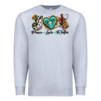 Heather Grey peace love rodeo Premium Sweatshirt - texasbilliewilder