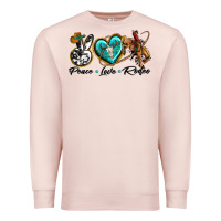 Pale Pink peace love rodeo Premium Sweatshirt - texasbilliewilder