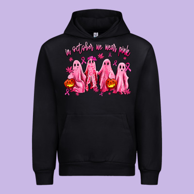 In October We Wear Pink Ghosts Urban Hoodie Designed By Adodesignshop