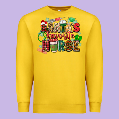 Santa's Favorite Nurse Premium Sweatshirt Designed By Zillion Design Studio