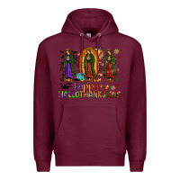 Burgundy our lady of guadalupe happy hallothanksmas Premium Hoodie - JahusDesignShop