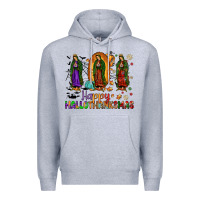 Heather Grey our lady of guadalupe happy hallothanksmas Premium Hoodie - JahusDesignShop
