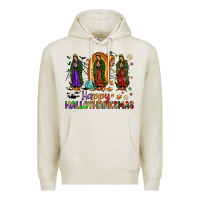 Oatmeal Heather our lady of guadalupe happy hallothanksmas Premium Hoodie - JahusDesignShop