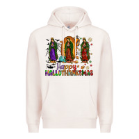 Pale Pink our lady of guadalupe happy hallothanksmas Premium Hoodie - JahusDesignShop