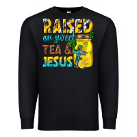 Black raised on sweet tea and jesus Premium Sweatshirt - texasbilliewilder