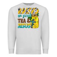 Dove Grey raised on sweet tea and jesus Premium Sweatshirt - texasbilliewilder