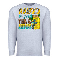Heather Grey raised on sweet tea and jesus Premium Sweatshirt - texasbilliewilder