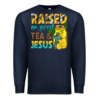 Navy raised on sweet tea and jesus Premium Sweatshirt - texasbilliewilder