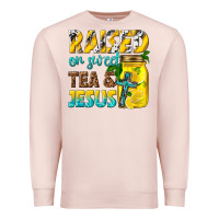 Pale Pink raised on sweet tea and jesus Premium Sweatshirt - texasbilliewilder