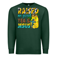 Sports Green raised on sweet tea and jesus Premium Sweatshirt - texasbilliewilder
