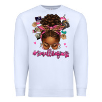 White small business afro messy bun Premium Sweatshirt - texasbilliewilder