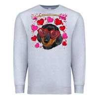 Heather Grey valentine's day  dachshund puppy Premium Sweatshirt - RanaPortraitStore