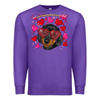 Purple valentine's day  dachshund puppy Premium Sweatshirt - RanaPortraitStore