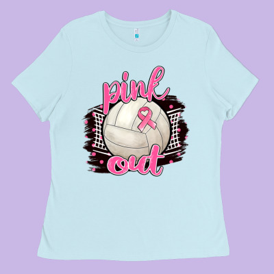 Pink Out Volleyball Ladies Tee Designed By Barkaloodesign