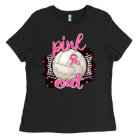 Black Pink Out Volleyball Ladies Tee - BarkalooDesign