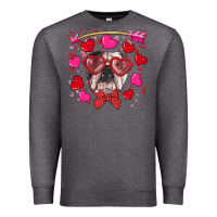 Charcoal Heather Valentine's day  english bulldog Premium Sweatshirt - RanaPortraitStore