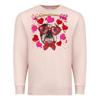 Pale Pink Valentine's day  english bulldog Premium Sweatshirt - RanaPortraitStore