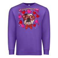Purple Valentine's day  english bulldog Premium Sweatshirt - RanaPortraitStore