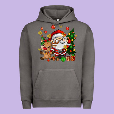 Santa And Reindeer Urban Hoodie Designed By Adodesignshop