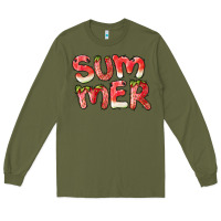 Army Green summer watermelon and strawberry Long Sleeve Tee - BarkalooDesign