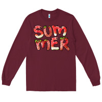 Burgundy summer watermelon and strawberry Long Sleeve Tee - BarkalooDesign