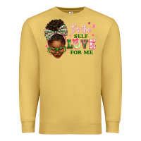 Antique Gold sorority colors its the self love for me afro woman2 Premium Sweatshirt - texasbilliewilder