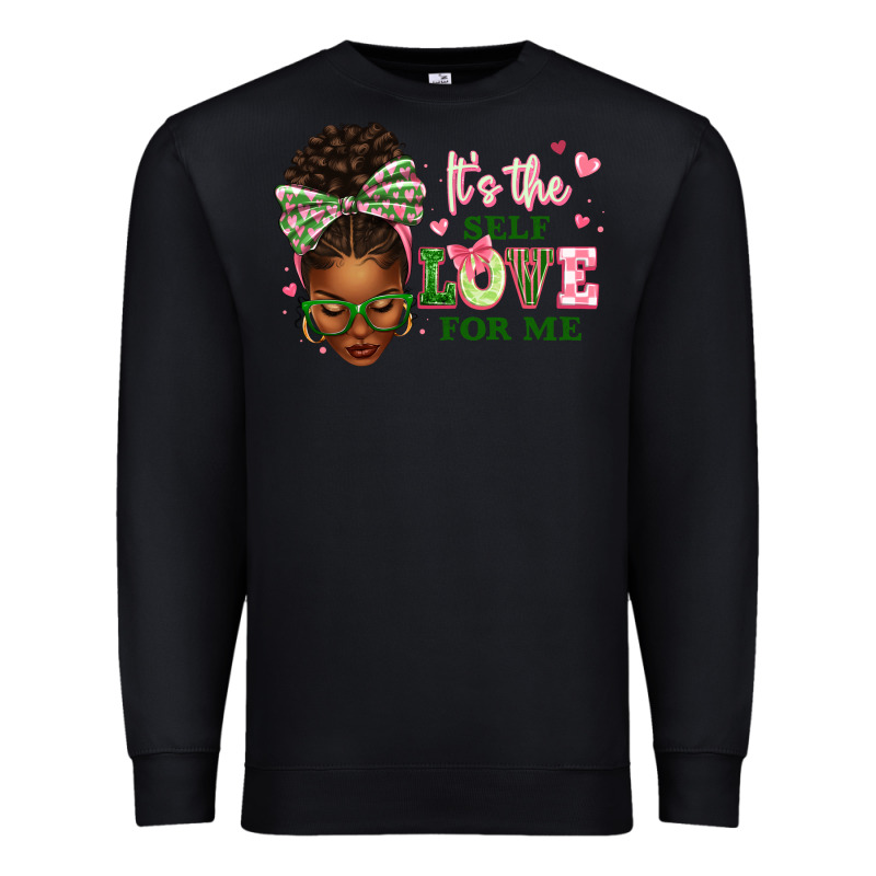 Sorority Colors Its The Self Love For Me Afro Woman2 Premium Sweatshirt by texasbilliewilder | Teevron