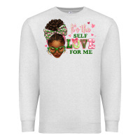 Oatmeal Heather sorority colors its the self love for me afro woman2 Premium Sweatshirt - texasbilliewilder