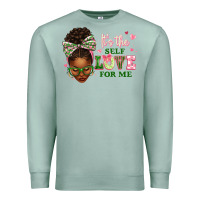 Seafoam sorority colors its the self love for me afro woman2 Premium Sweatshirt - texasbilliewilder