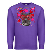 Purple Valentine's day  pitbull Premium Sweatshirt - RanaPortraitStore